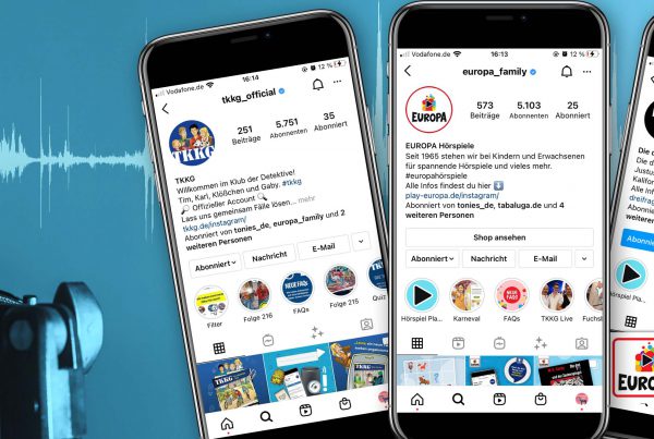 Die Instagram Profile von TKKG, Die drei ??? und Europa Hörspiele aus dem Hause Sony Music