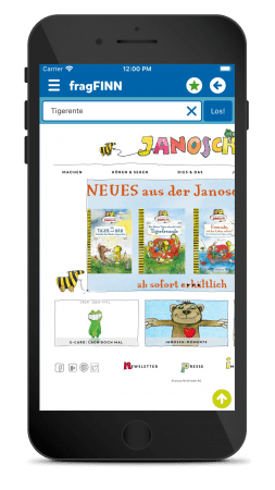 Ein Screenshot der fragFINN Kinderschutz App auf dem Smartphone