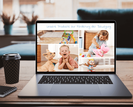 Ein Laptop mit einem Ausschnitt der VTech Baby Webseite